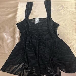 Black Babydoll Mesh Tie-up top with Cheetah Stripes